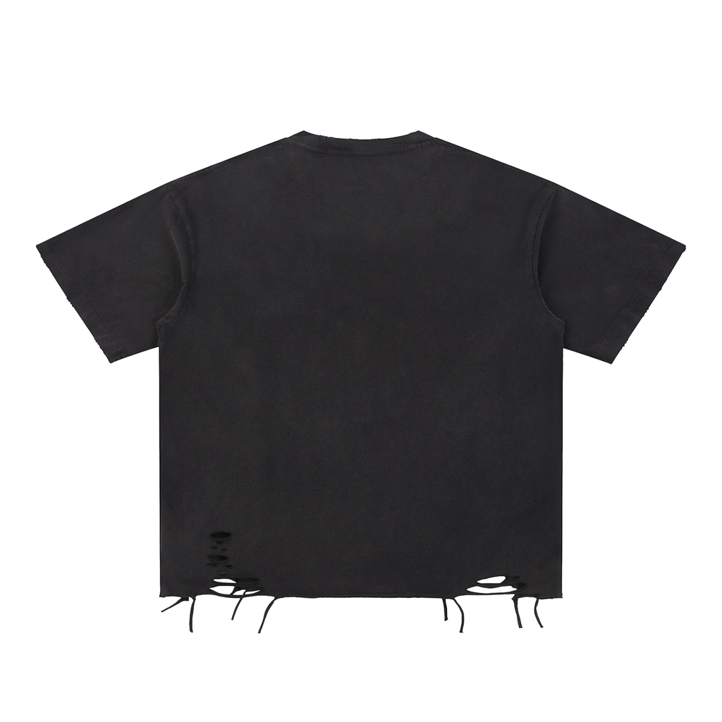 Snow Washed Raw-Hem T-Shirt - RIVE NOIRE CLOTHING