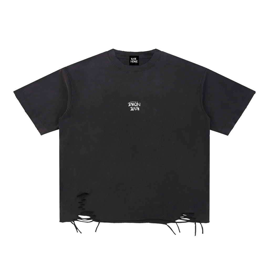 Snow Washed Raw-Hem T-Shirt - RIVE NOIRE CLOTHING